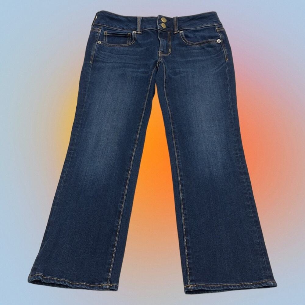 AMERICAN EAGLE Women’s 4 ARTIST CROP Blue Jeans - Picture 2 of 4